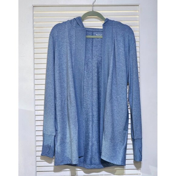 NWT Athleta Women's Blue Wrap Cardigan Quarry Hoodie Pockets Open Size S 2746 - Picture 11 of 14